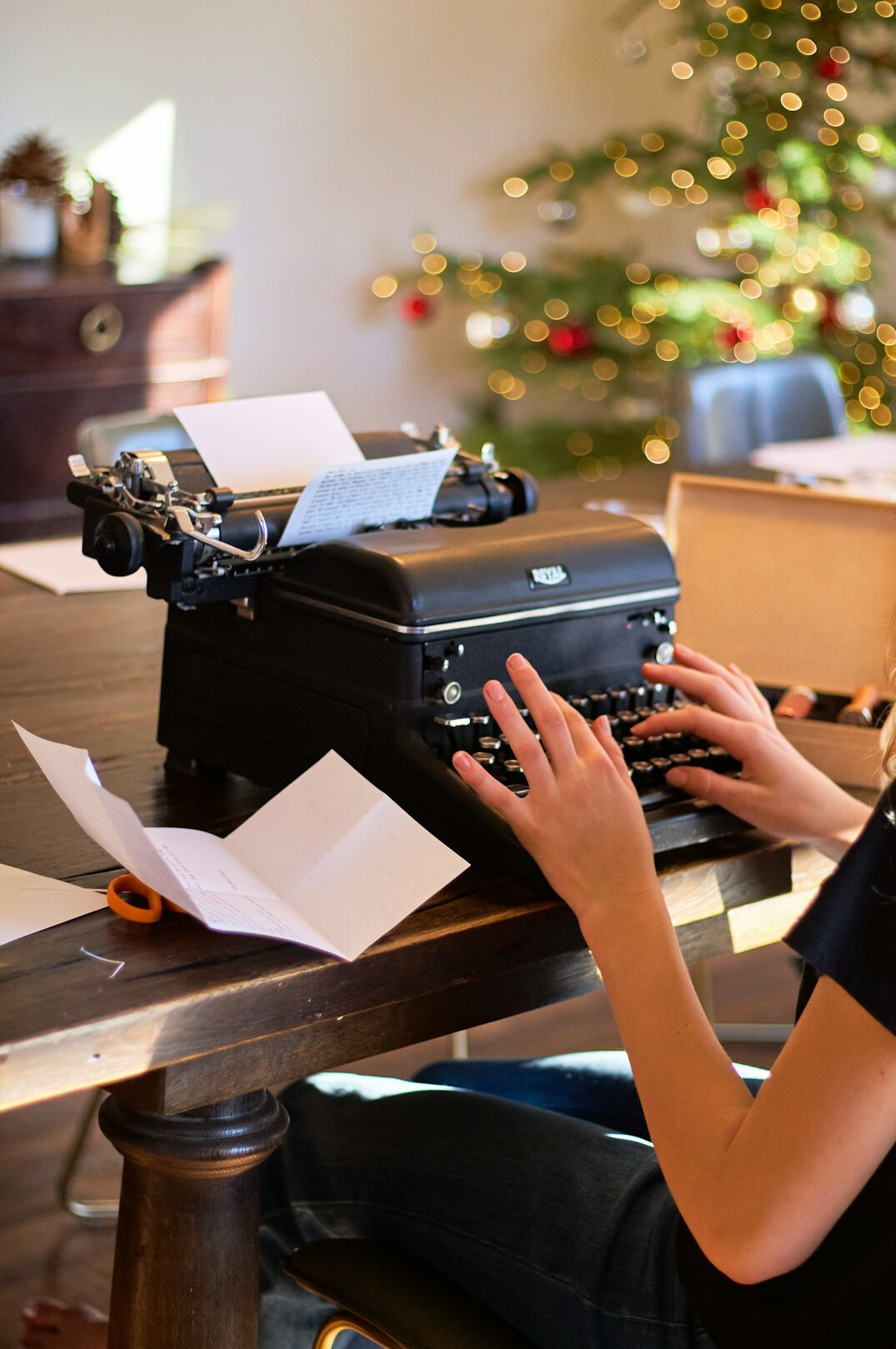 mysterious writer at typewriter