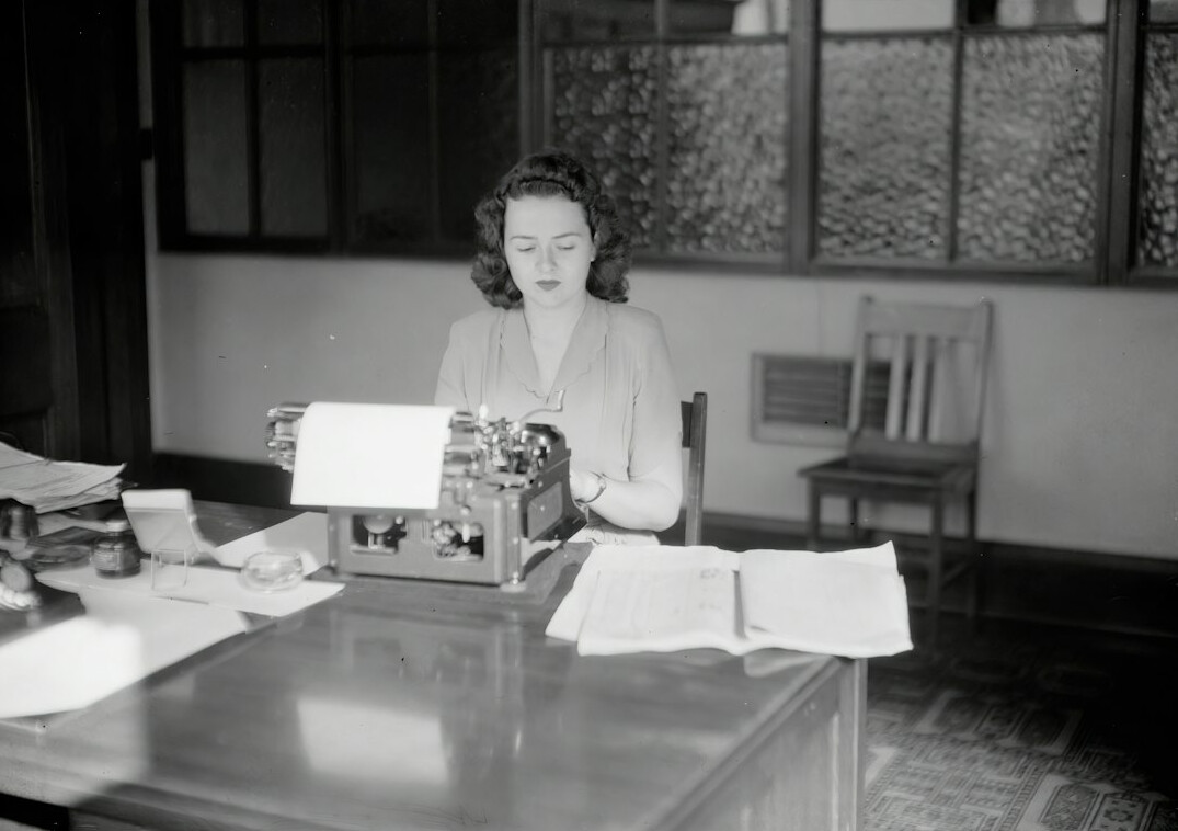 mystery writer at desk